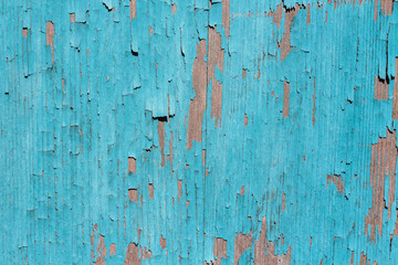 Retro style blue color wooden textured cracked background. Horizontal image 