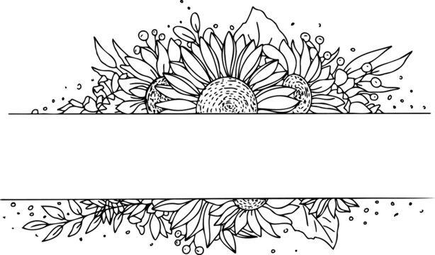 Simple Sunflowers Flower Circle Border Template Stock Illustration -  Illustration of geometric, gree: 132977777