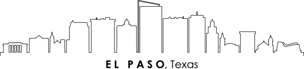 EL PASO Texas USA City Skyline Vector
