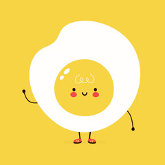 Cute funny Fried Egg character. Vector hand drawn cartoon kawaii character illustration icon. Isolated on white background. Fried Egg character concept