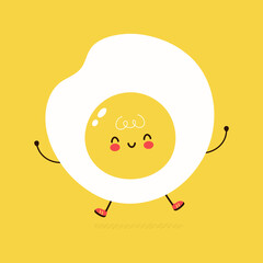 Cute funny Fried Egg character. Vector hand drawn cartoon kawaii character illustration icon. Isolated on white background. Fried Egg character concept