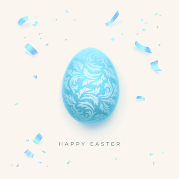 Happy Easter greeting card with decorative egg