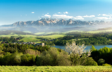 Beautiful spring sunset at Tatra mountains in Poland - obrazy, fototapety, plakaty