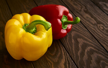 Yellow and red sweet bell pepper close up