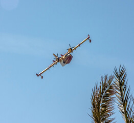 Canadair de la Sécurité Civile en exercice d'échoppage sur la mer
