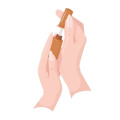 Beautiful female hands with manicure. Nail polish. Hand and nail care. Vector illustration isolated on white background.