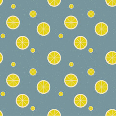 seamless pattern lemon slices retro pattern