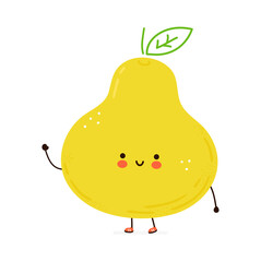 Cute funny Pear fruit character. Vector hand drawn cartoon kawaii character illustration icon. Isolated on white background. Pear fruit character concept