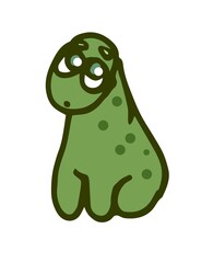 Cheerful funny dinosaur. Dino illustration. Cartoon sketch style. Hand outline drawing of animal. vector