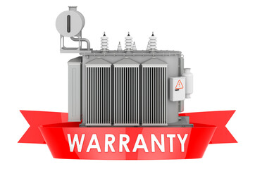 Oil-filled transformer warranty concept. 3D rendering