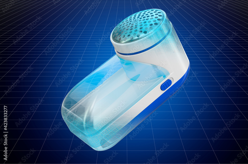 Aufkleber visualization 3d cad model of fabric shaver, blueprint. 3d rendering