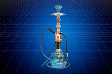 Visualization 3d cad model of hookah shisha, blueprint. 3D rendering