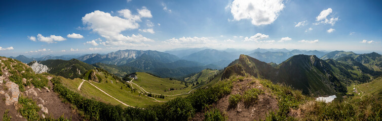 Fototapeta na wymiar Panorama view from Rotwand mountain in Bavaria, Germany