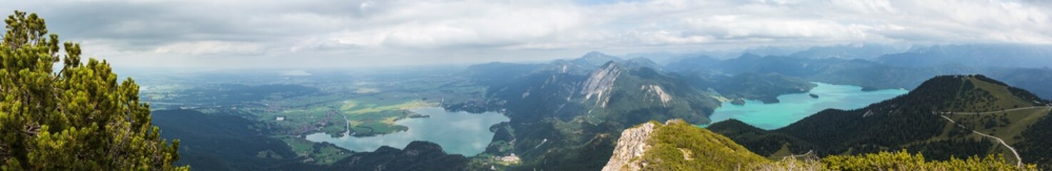 Panorama view from Herzogstand mountain in Bavaria, Germany