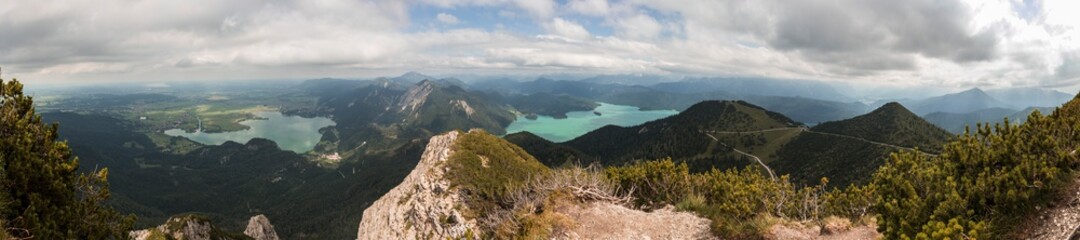 Fototapeta na wymiar Panorama view from Herzogstand mountain in Bavaria, Germany