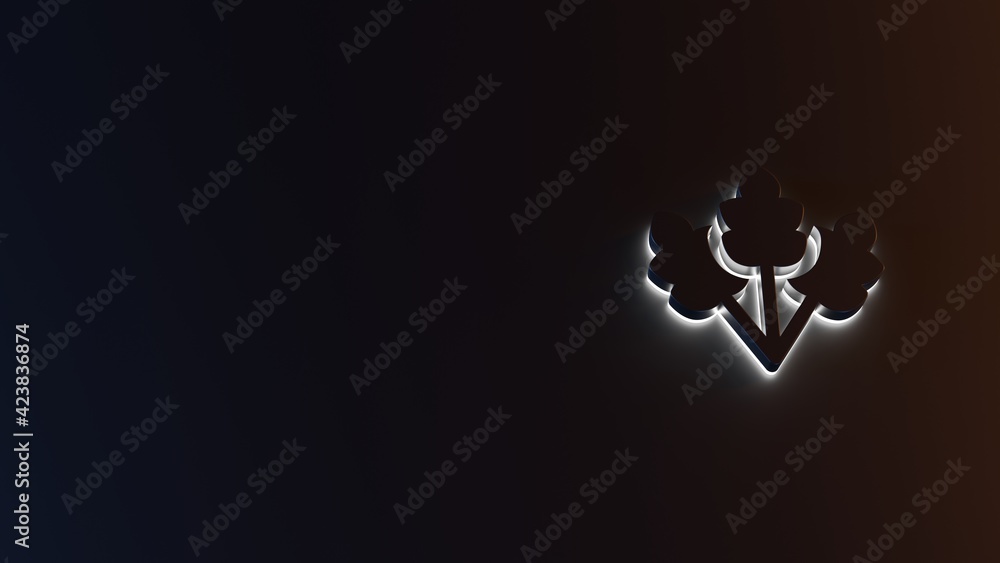 Poster 3d rendering of white light stripe symbol of wheat on dark background