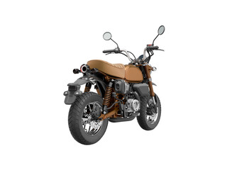 3d rendering brown motorcycle isolated back view on white background no shadow