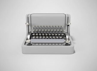 3d rendering of typewriter on gray background with shadow