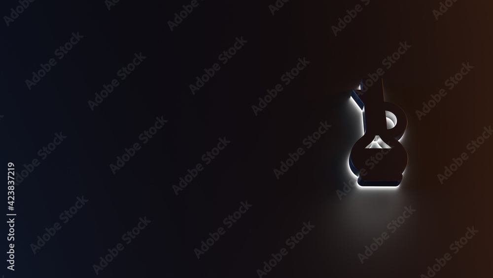 Poster 3d rendering of white light stripe symbol of vinegar on dark background