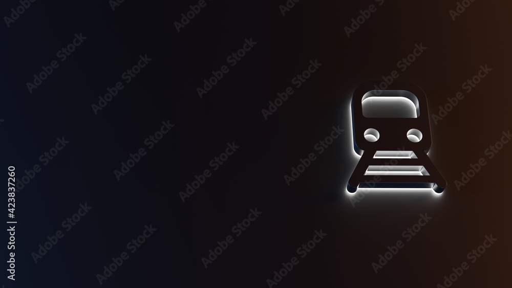 Poster 3d rendering of white light stripe symbol of underground front view on dark background