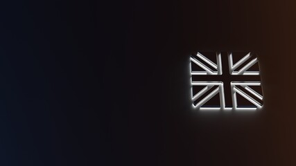 3d rendering of white light stripe symbol of united kingdom on dark background