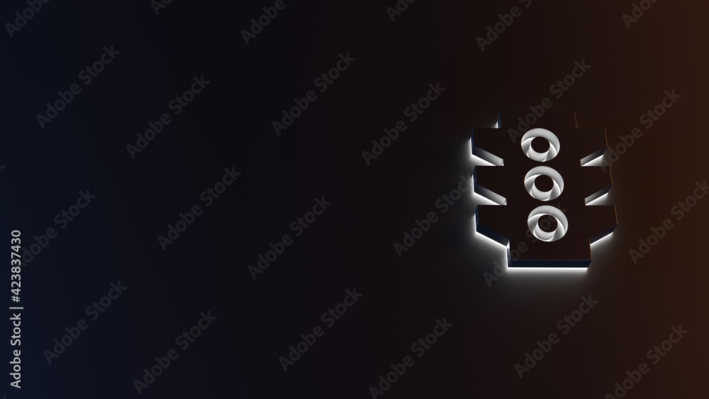 Poster 3d rendering of white light stripe symbol of traffic lights on dark background