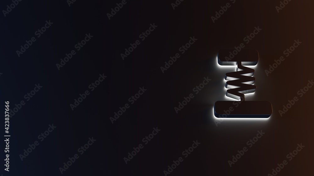 Poster 3d rendering of white light stripe symbol of spring on dark background