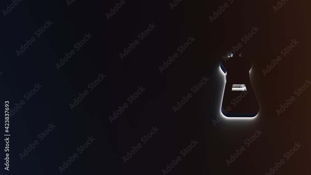 Poster 3d rendering of white light stripe symbol of spice on dark background