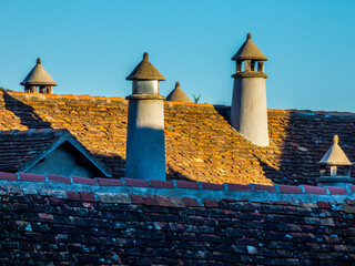 Chimeneas típicas en la aldea de montaña de Hechó, en los Pirineos españoles © Franjagoher