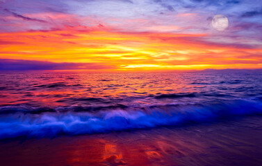 Sunset Ocean Nature Landscape