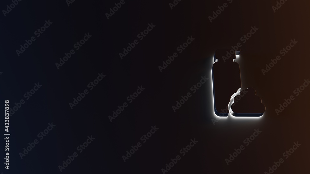 Poster 3d rendering of white light stripe symbol of shaving foam on dark background