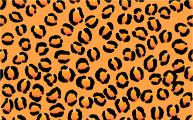 Abstract modern leopard seamless pattern. Animals trendy background. Orange and black decorative vector stock illustration for print, card, postcard, fabric, textile. Modern ornament of stylized skin
