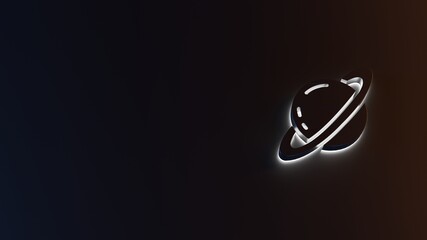 3d rendering of white light stripe symbol of Saturn on dark background