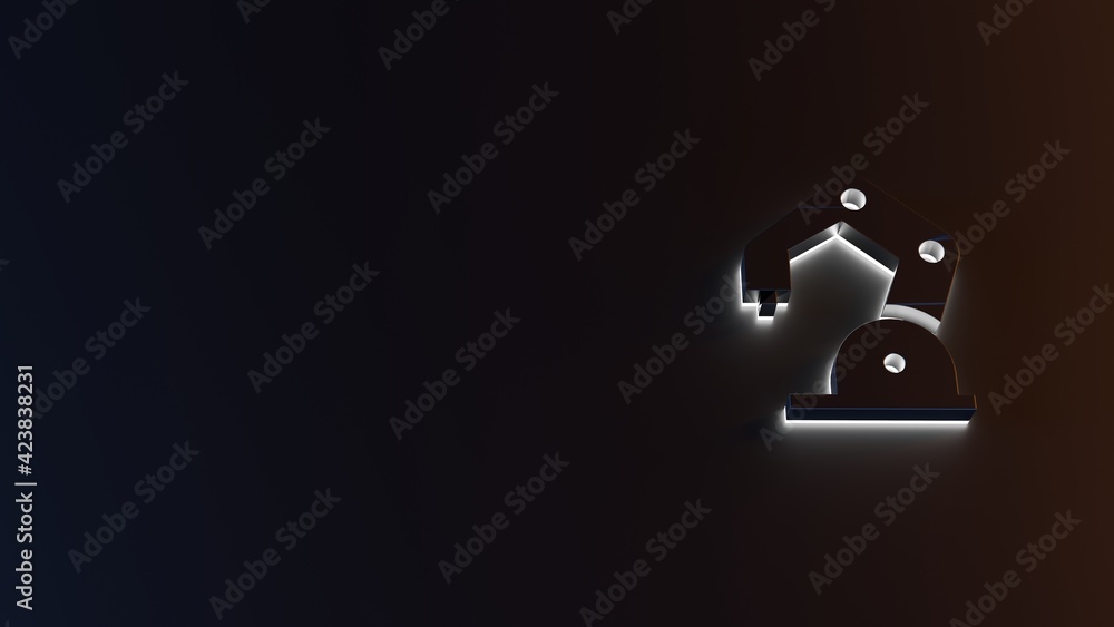 Poster 3d rendering of white light stripe symbol of robot arm on dark background