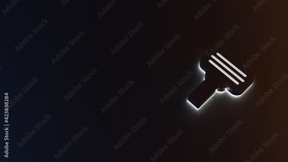 Poster 3d rendering of white light stripe symbol of razor on dark background