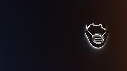 3d rendering of white light stripe symbol of respirator on dark background