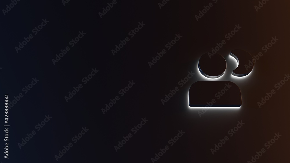 Poster 3d rendering of white light stripe symbol of portraits camera on dark background