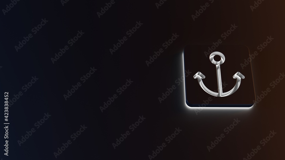 Poster 3d rendering of white light stripe symbol of port on dark background