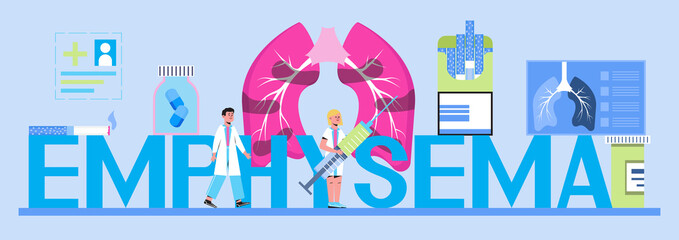 Pleurisy, emphysema concept vector for header, website. Pneumonia treatment. Obstructive pulmonary disease, Lung diagnosis.