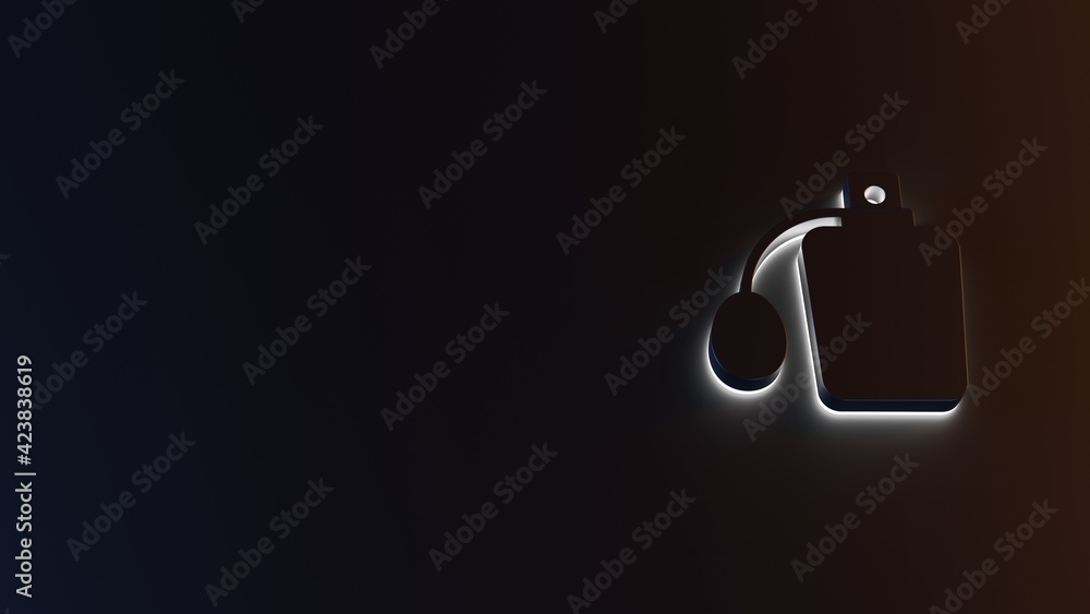 Poster 3d rendering of white light stripe symbol of perfume on dark background