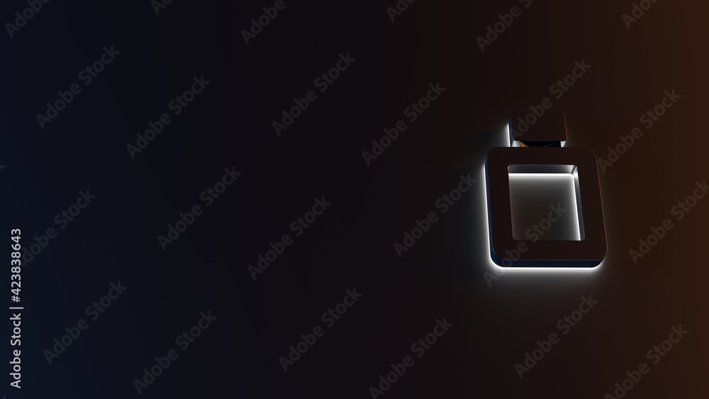 Poster 3d rendering of white light stripe symbol of perfume on dark background