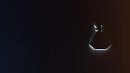 3d rendering of white light stripe symbol of perfume bottle glass on dark background