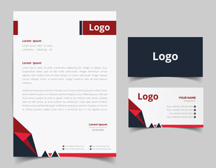 Business card and letterhead design set. Corporate and business style template. Modern and clean branding stationery design. fully editable file