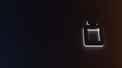 3d rendering of white light stripe symbol of perfume on dark background