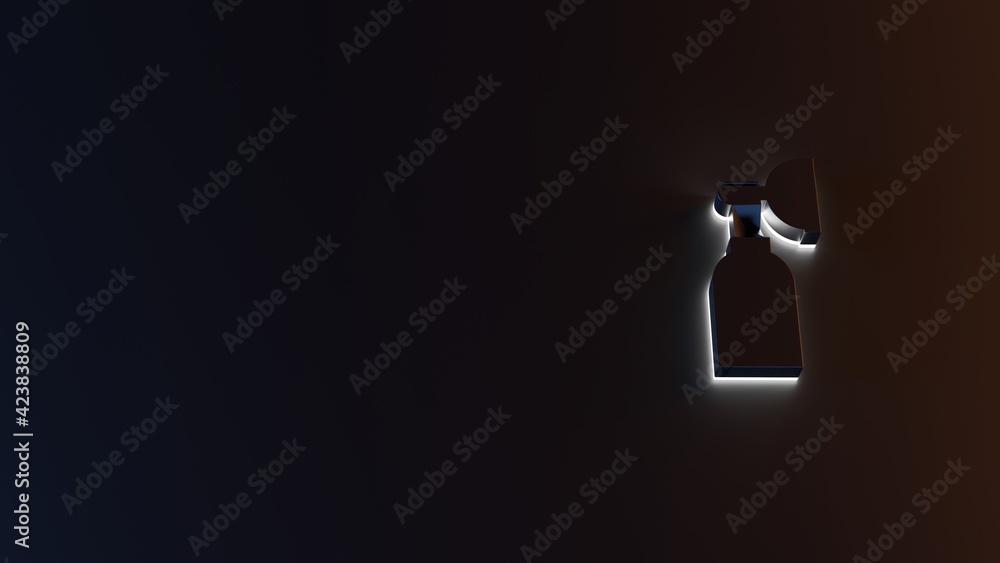 Poster 3d rendering of white light stripe symbol of oxygen mask on dark background