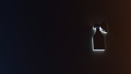 3d rendering of white light stripe symbol of oxygen mask on dark background