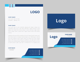 Business card and letterhead design set. Corporate and business style template. Modern and clean branding stationery design. fully editable file