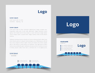 Business card and letterhead design set. Corporate and business style template. Modern and clean branding stationery design. fully editable file