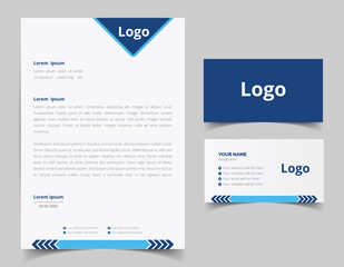 Business card and letterhead design set. Corporate and business style template. Modern and clean branding stationery design. fully editable file