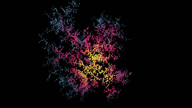 Technology Background CPU Cell Circuit . 3D Visualization AI Processor Neural Network. Colorful blue yellow black and pink red Digitalization Process. Data Transmission Futuristic Industry Four